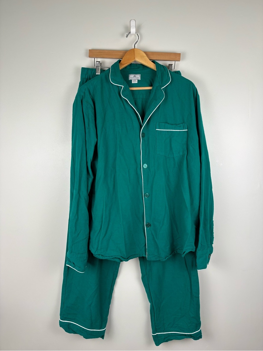 Petite Plume Men's Flannel Pajama Set in Forest Green Size Large